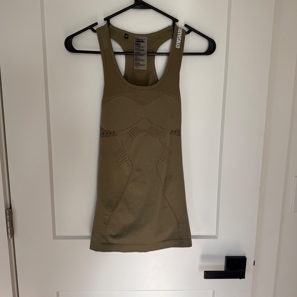 Gymshark Energy Seamless Tank Top Olive Green Small Racerback Cutout DRY Active